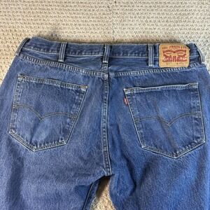 Levis 501 Blue Jeans Mens 40x32 Blue Button Fly Straight Leg Denim